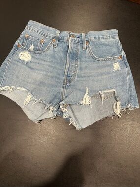 Levi's Light Blue Distressed Cutoff Denim Shorts
